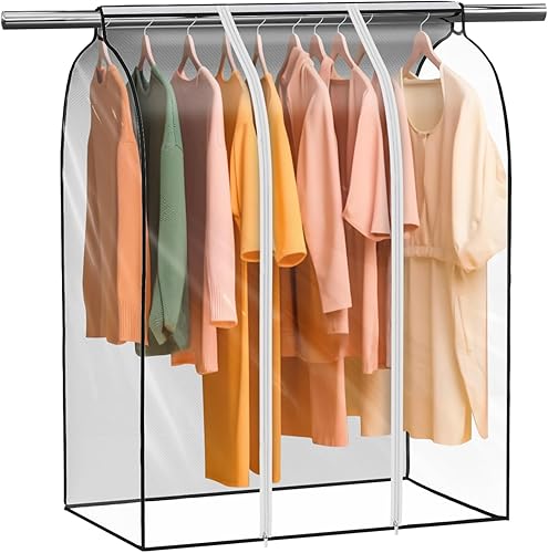Vista 7 de Zilink Bolsas de ropa colgantes de 60 pulgadas para almacenamiento de armario, grandes ventanas transparentes para colgar ropa, estante de ropa