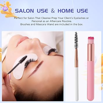 Eyelash Extension Cleanser, Eyelash Extension Shampoo For Eyelashes Cleansing and Extensions, Gentle Lash Shampoo 60ml + Brush + Mascara Wand, Paraben & Sulfate Free Lash Cleanser For Salon & Home Use