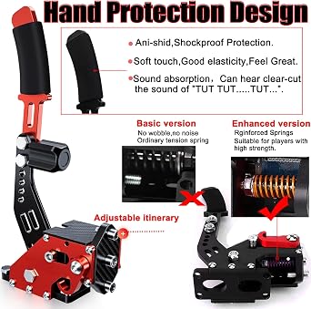 Upgraded PC Vibration Module Linear Handbrake For Logitech G25 G27 G29 G920 G923 Pro RS50;For Thrustmaster T500RS T300RS TGT Series PXN V99/V12/V10 Ultra Steering Wheel (Red, With Clamp and Plant)