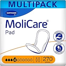 MoliCare Pad 4 Drops Extra Long Adult Incontinence Pads for Women and Men with Medium Bladder Weakness, Odour Neutralising, Leak Protection, Advanced Skin Protection, Pack of 270