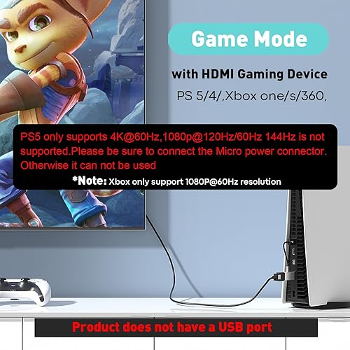 Miniatura 3 de Adaptador HDMI a DisplayPort (4K 60Hz, 1080p 120Hz) Convertidor HDMI unidireccional macho a DP hembra para monitor compatible con GPU, laptop, AMD,