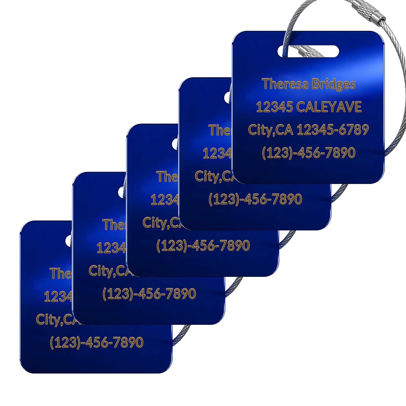 (5Pack) Custom Personalized Luggage Tags-Customized Unique tag for Suitcase Backpack Travel,Bags (Blue (2 × 2))