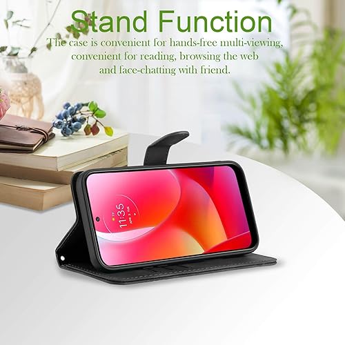 Miniatura 3 de JHWVVTF Funda protectora para Moto G Power 2022 para Moto G Power 2022, tarjetero con soporte de cuero, correa de muñeca, cierre magnético, funda