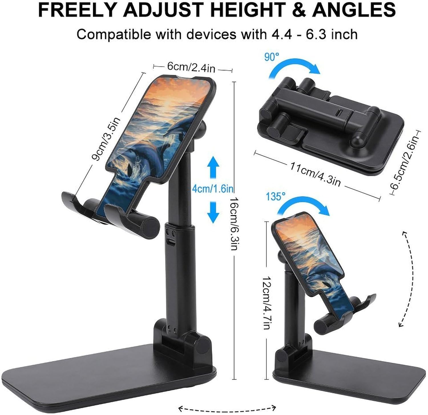 Dolphins in The Sea Foldable Phone Stand for Desk Taller Stand image 2