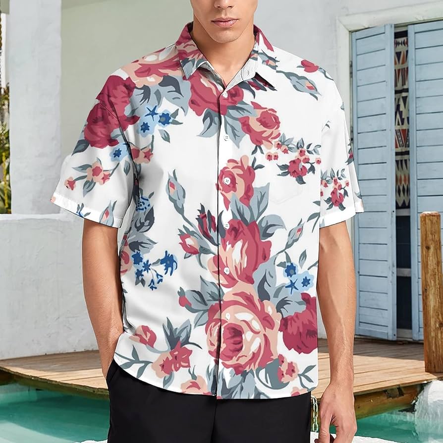 Amazon.co.jp: シャツ 薔薇 溢れる お花 メンズ アロハシャツ