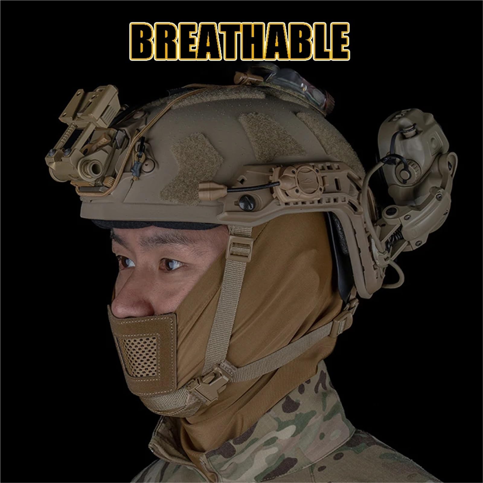 Máscara táctica de malla de acero pasamontañas para airsoft, máscara de media cara con gorro interior acolchado suave estilo ninja para la caza