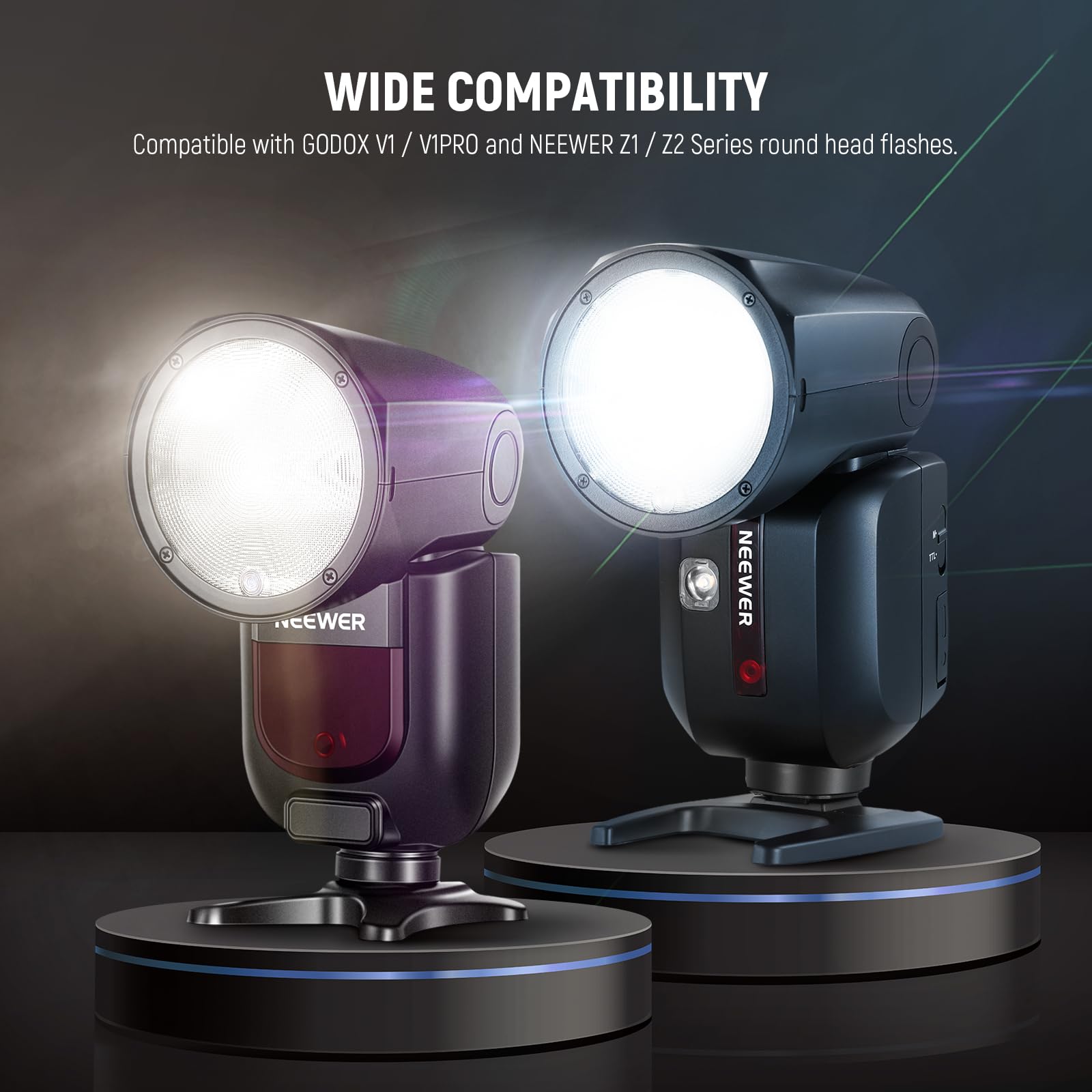 NEEWER Flash Zubehör Set mit Silikon Diffusor, Gitter, Reflektor, 6X Farbgel und 1x magnetischem Adapterring, kompatibel mit Godox V1/V1 PRO NEEWER Z1 Z2 Round Head Kamera Blitz Flashlight, CRS5