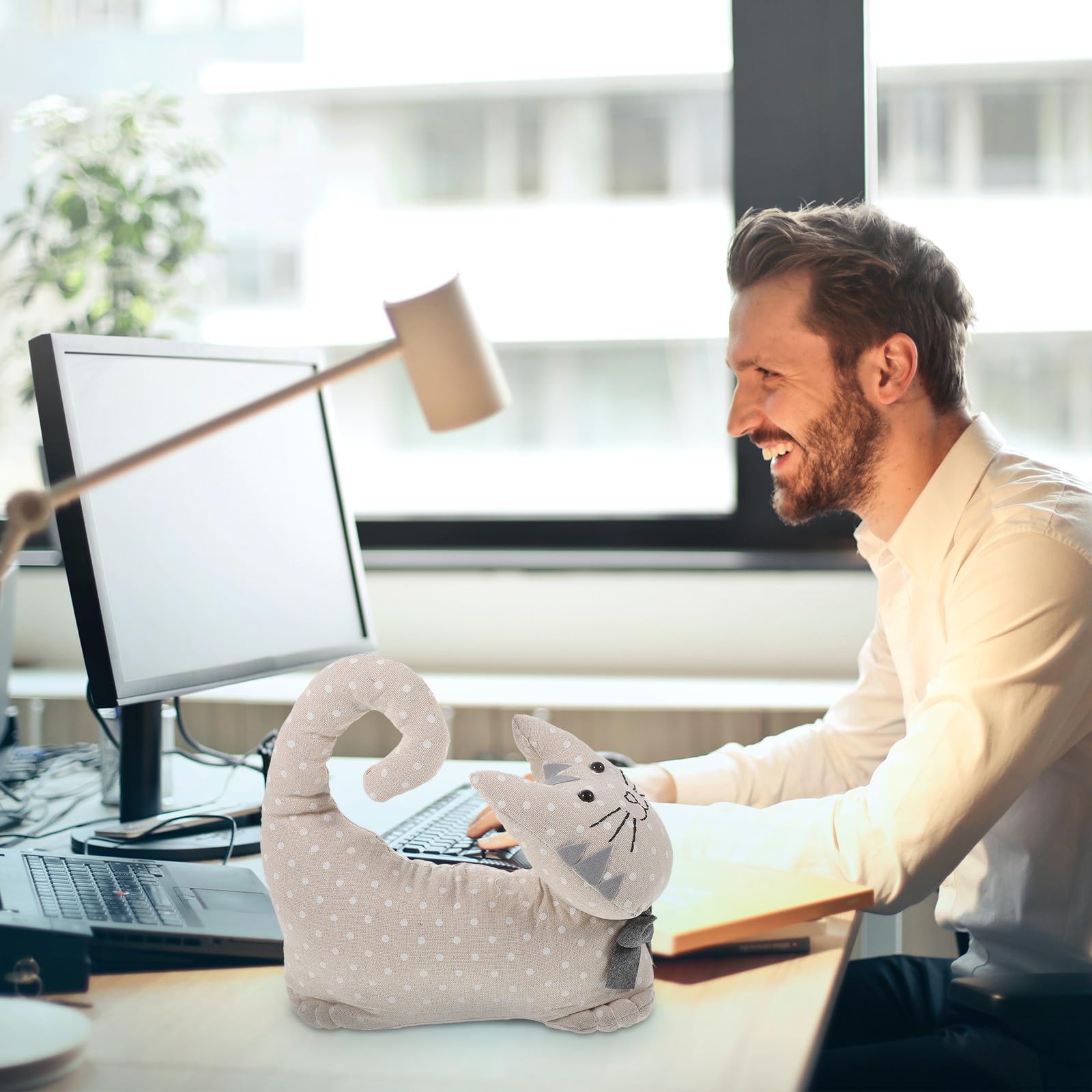 SUPVOX Fermaporta da Pavimento di Cotone a Forma di Gatto Decorativo e Ponderato per Ufficio e Bagno, Accessorio Simpatico per Nuovi Proprietari di Casa