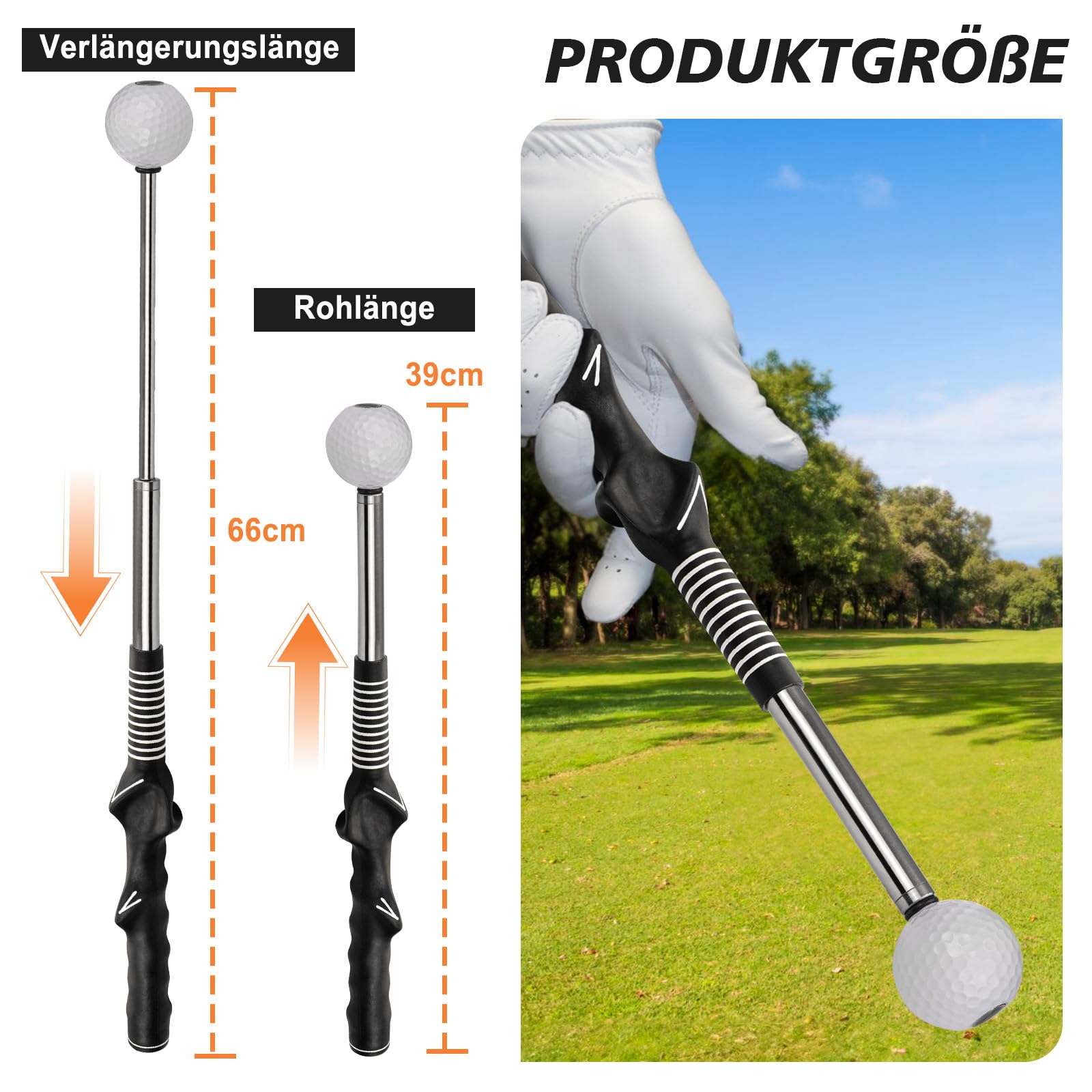 Golf Schwungtrainer, Ausziehbarer Golf Swing Trainer für Stärke & Rhythmus Golf Zubehör für Männer, Indoor-Übung, Perfekte Golf Geschenke für Männer, Golf Swing Trainer für Anfänger & Fortgeschrittene