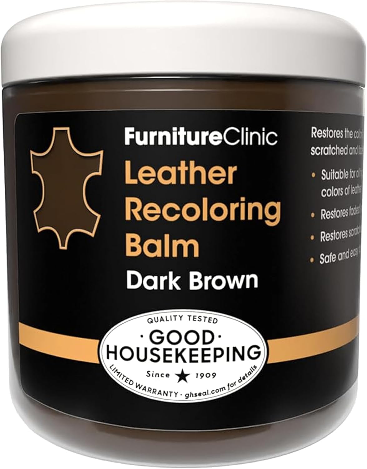 Furniture Clinic Leather Recoloring Balm, Dark Brown Leather Dye