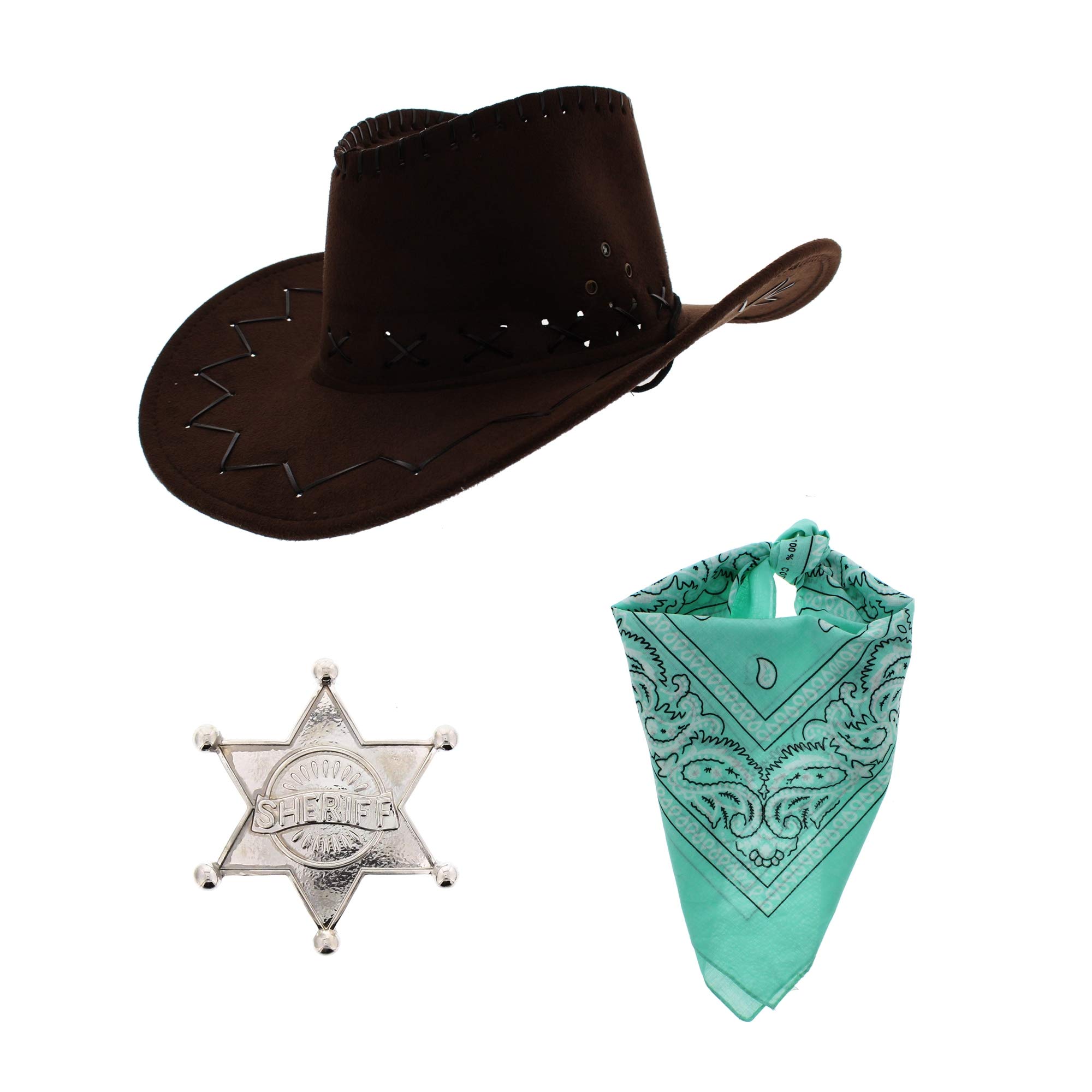 Zac's Alter Ego Fancy Dress Cowboy Sheriff Badge, Hat & Bandana/Neckerchief Set โ image 1