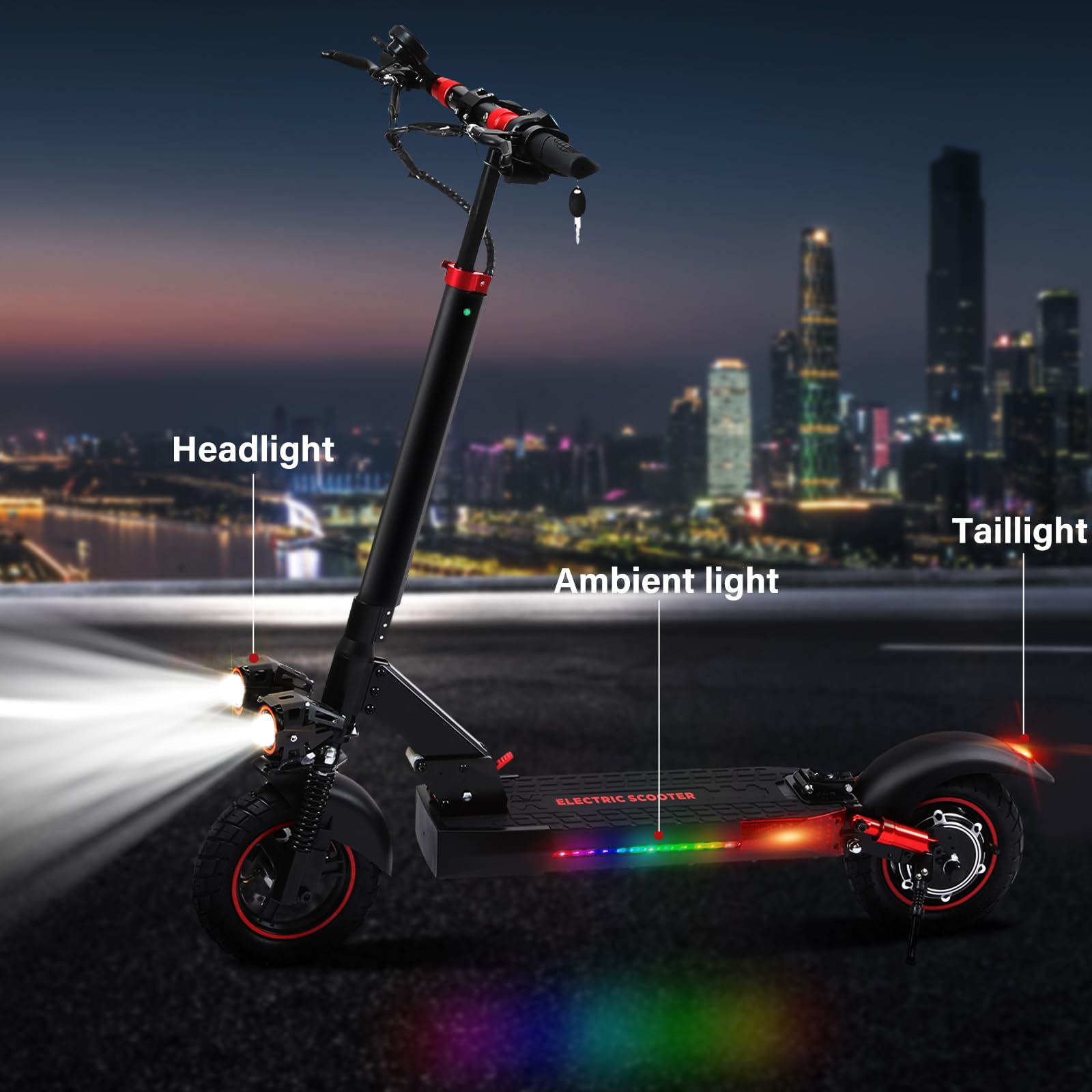 Monopattino Elettrico Adulto, Batteria 48V 15Ah, Autonomia 50-55 km, Monopattino Elettrici Pieghevole con Potente Motore 500W, Ruote Off-Road10", Doppio Ammortizzatore, IP54, Regalo Compleanno