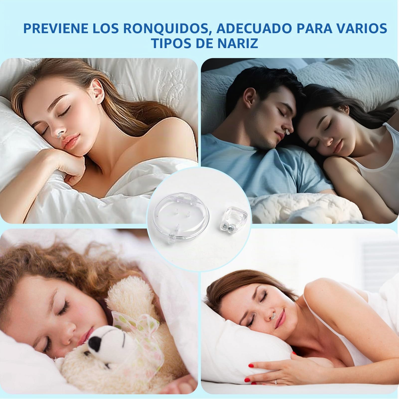 8 Dilatadores Nasales Antirronquidos Reutilizables, Dilatador Nasal Magnético en Silicona, Antirronquidos para Dormir, Clips Nasales Invisibles para Hombre y Mujer, Solución para Ronquidos