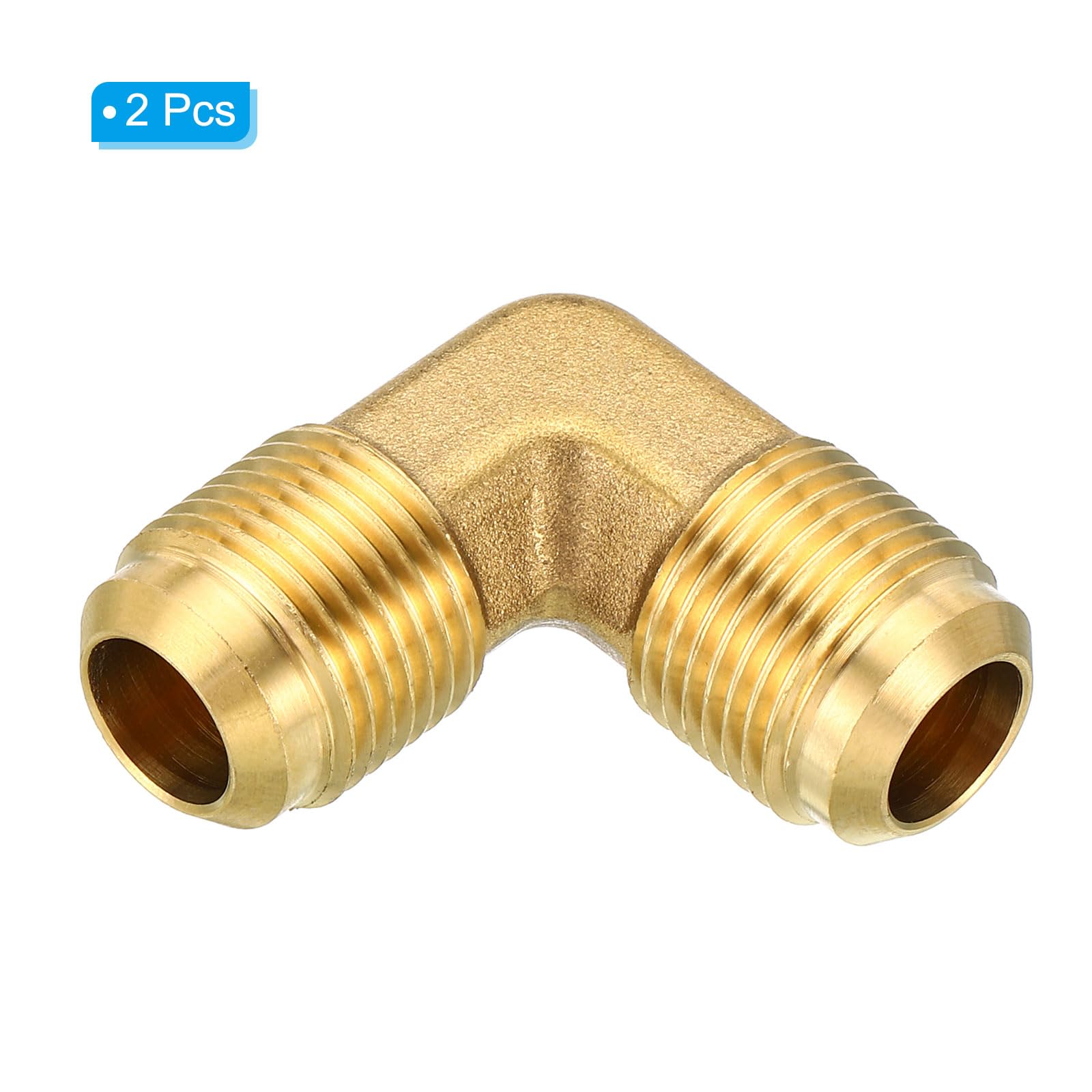 Accesorio de tubería de latón de 1/2" x 1/2", Paquete de 2, Adaptador de tubería de Codo de 90 Grados con abocardado para Aire Acondicionado, refrigeración y plomería