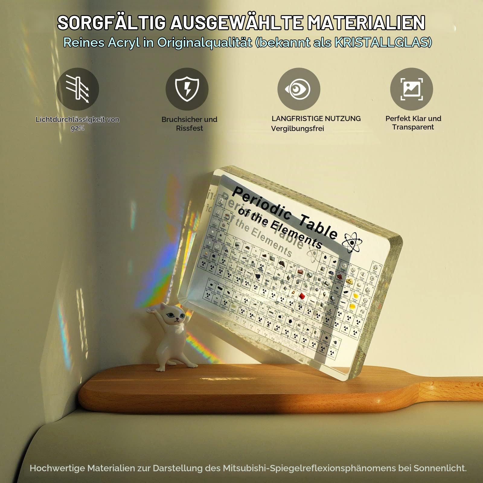 Jeebel Periodensystem der Echten Elementen, Periodensystem aus Acryl der LED Tischlampe mit 83 echten Elementproben, Periodic Table zum Lehrwerkzeug Basteln kreativ Geschenk für Schüler Lehrer Kinder