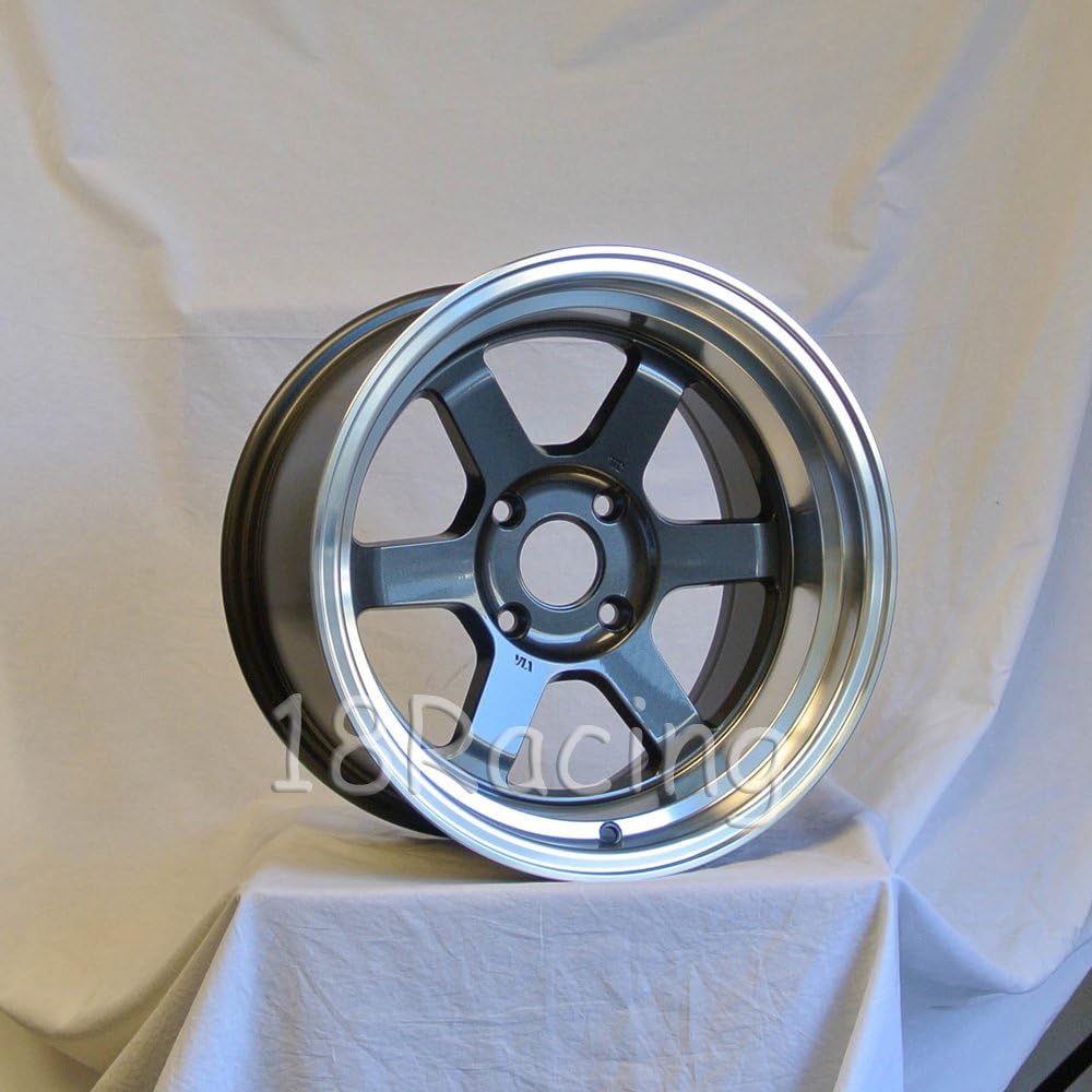 TOTAL 4 PCS ROTA GRID V 2)16X8 & 2) 16X9 PCD:4X100 OFFSET:0 HB67.1 GUNMETAL WITH POLISH LIP
