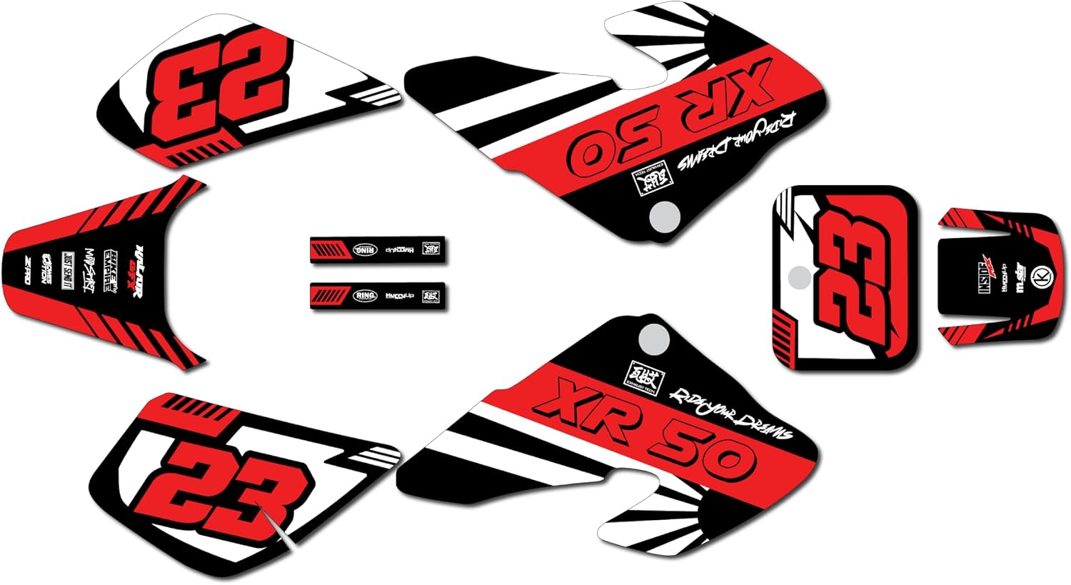 Graphics Kit for Honda XR50 (2000-2003) FH Series Wrcy 09 Mil - Dirt pit bike motorcycle stickers, dirtbike racing automotive decal motocross accessories no-plastics