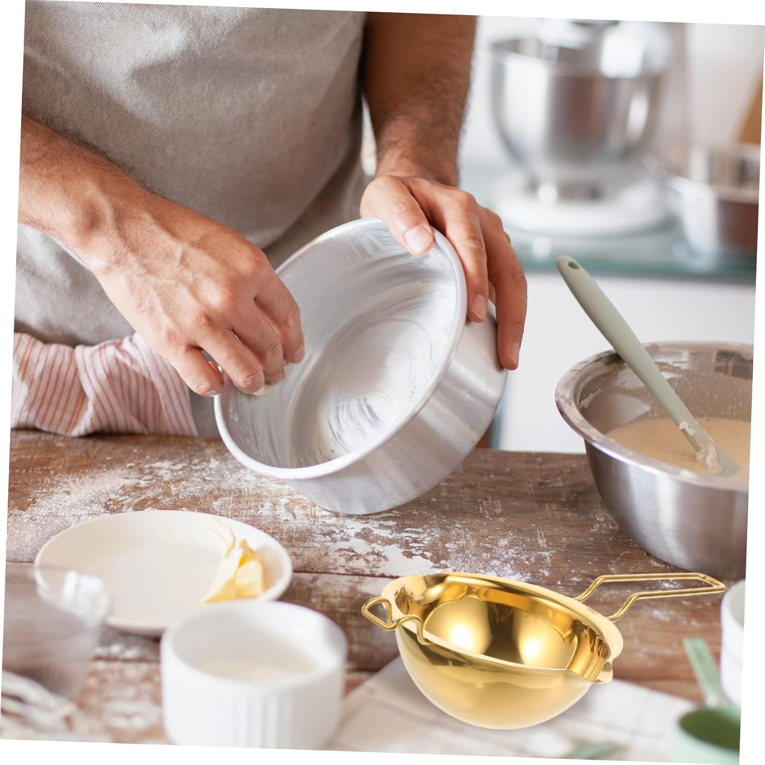 Didiseaon 2pcs Chocolate Melting Pot for Butter Cheese and Candy Ergonomic Handle Lightweight Design for Indirect Heating for Desserts and Sauces