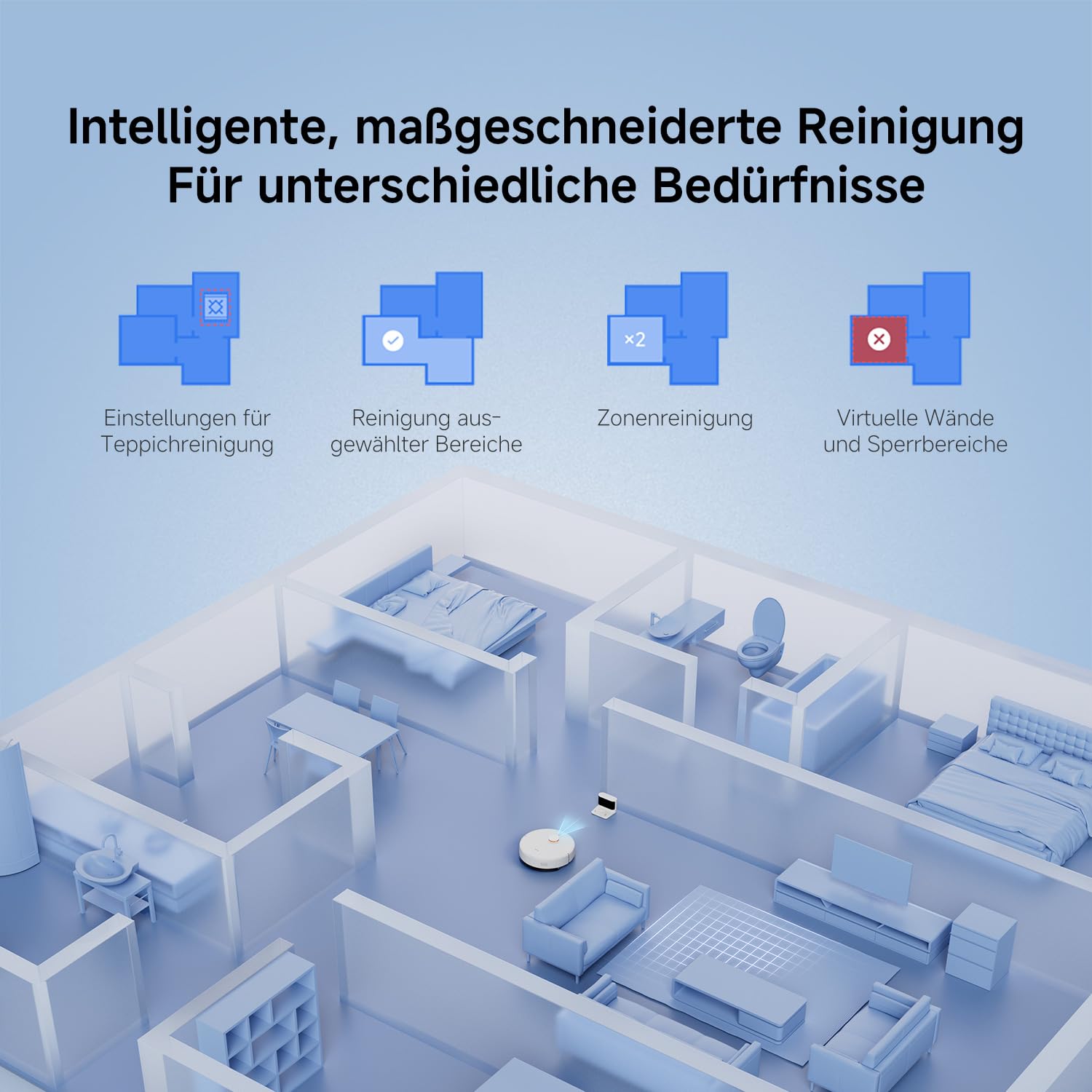 XIAOMI Robot Vacuum S40C, 2-in-1 Staubsauger und Wischer, 5000 Pa Saugleistung, smarte LDS-Navigation, automatische Aufladung, funktioniert auf Teppichen mit kurzem Flor und harten Böden