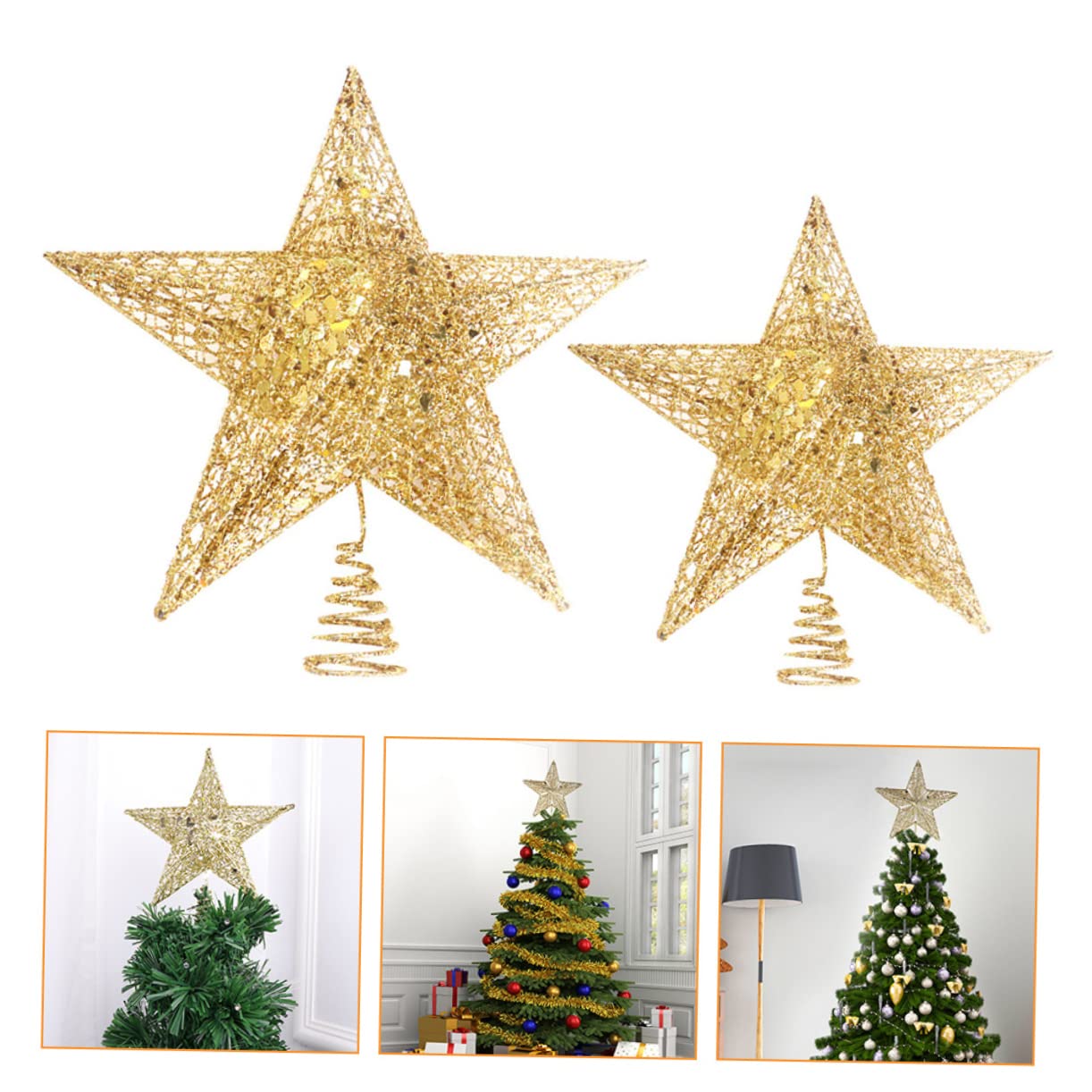 Ciieeo 6stücke Weihnachtsbaumspitzen Glitzernder Stern Goldene Baumdeko Für Festliche Für Zuhause Geschäfte Und Hotels