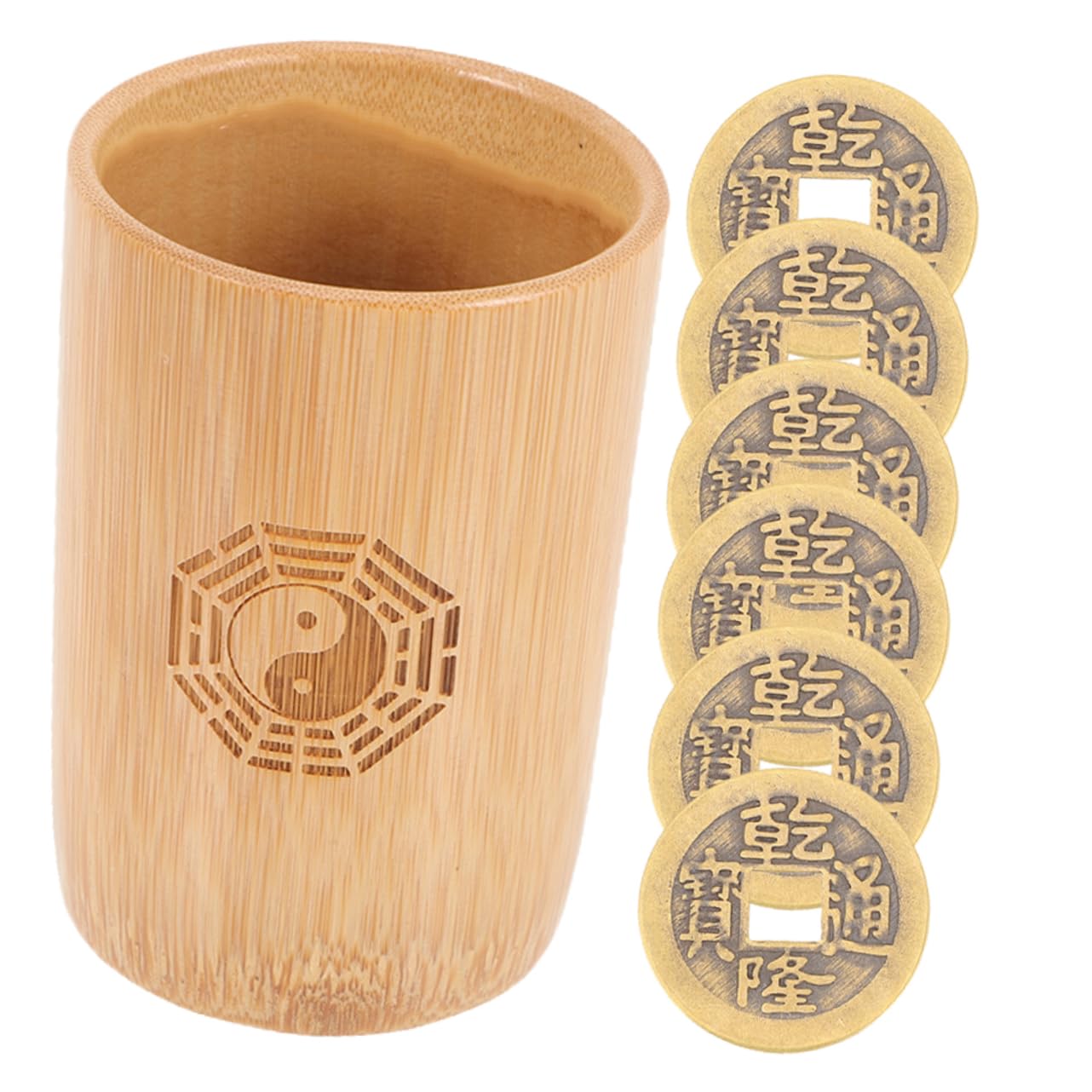 Abaodam 1 Set Fortune Telling Bucket with Copper Coins Chinese Divination Game Props for Family Gatherings Temples and Special Occasions Vintage Themed Divination Supplies