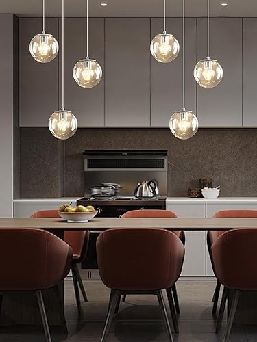 Miniatura 88 de Escalera LED de 10 luces LED moderna con globo de cristal, lámpara colgante grande para techos altos, accesorios de iluminación de entrada, villas y