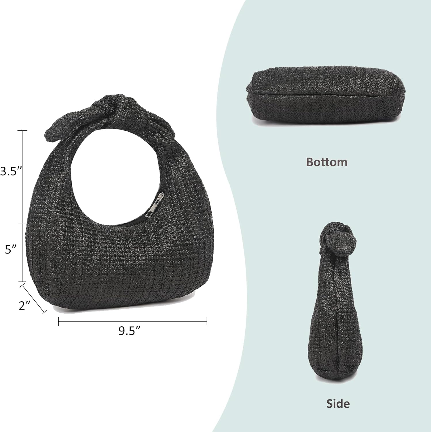 Knotted Straw Clutch Purse Bow Summer Beach Bag Dumpling Evening Handbag - Image 6