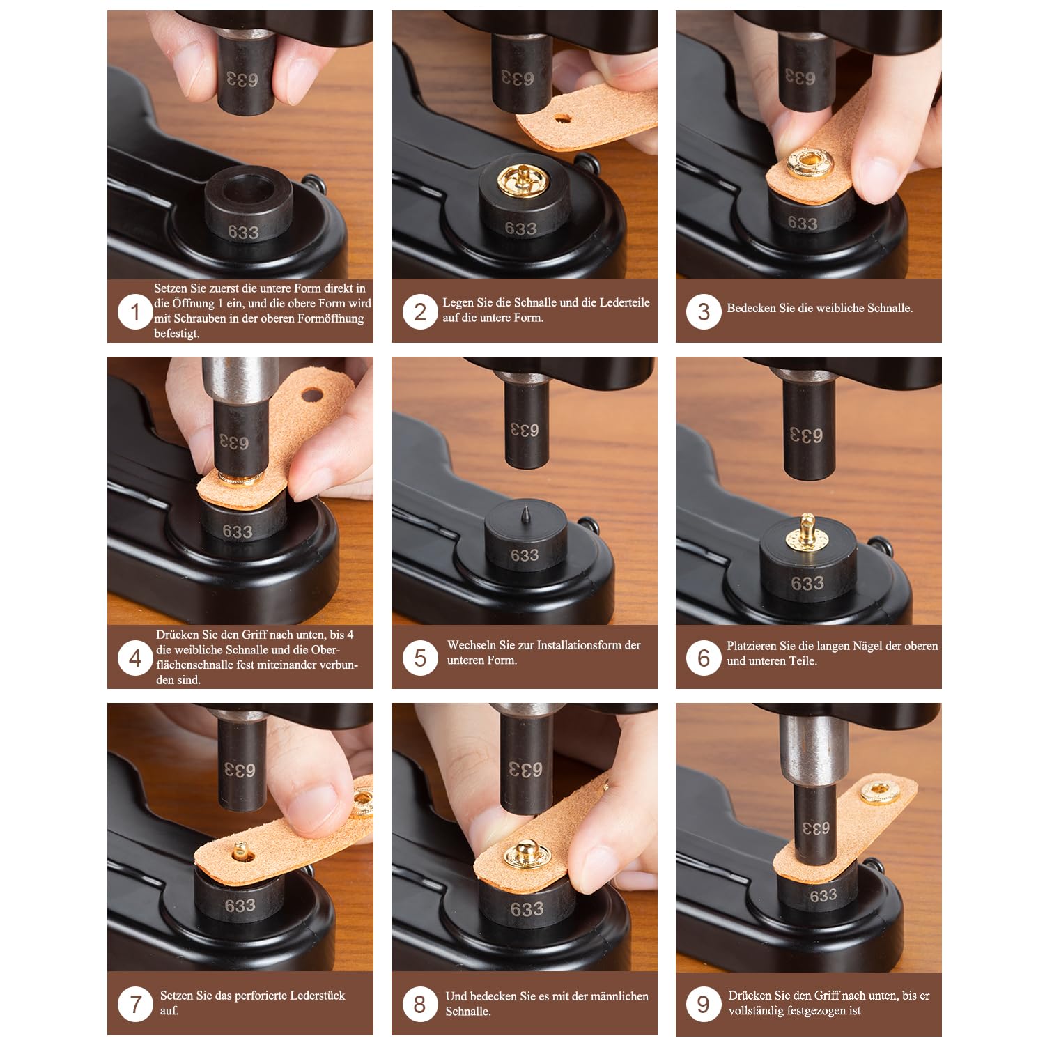 WUTA Ösenmaschine, Profi Ösenpresse Set, Handpresse Ösenzange für DIY Handwerk(Keine Matrizen,ohne Form)
