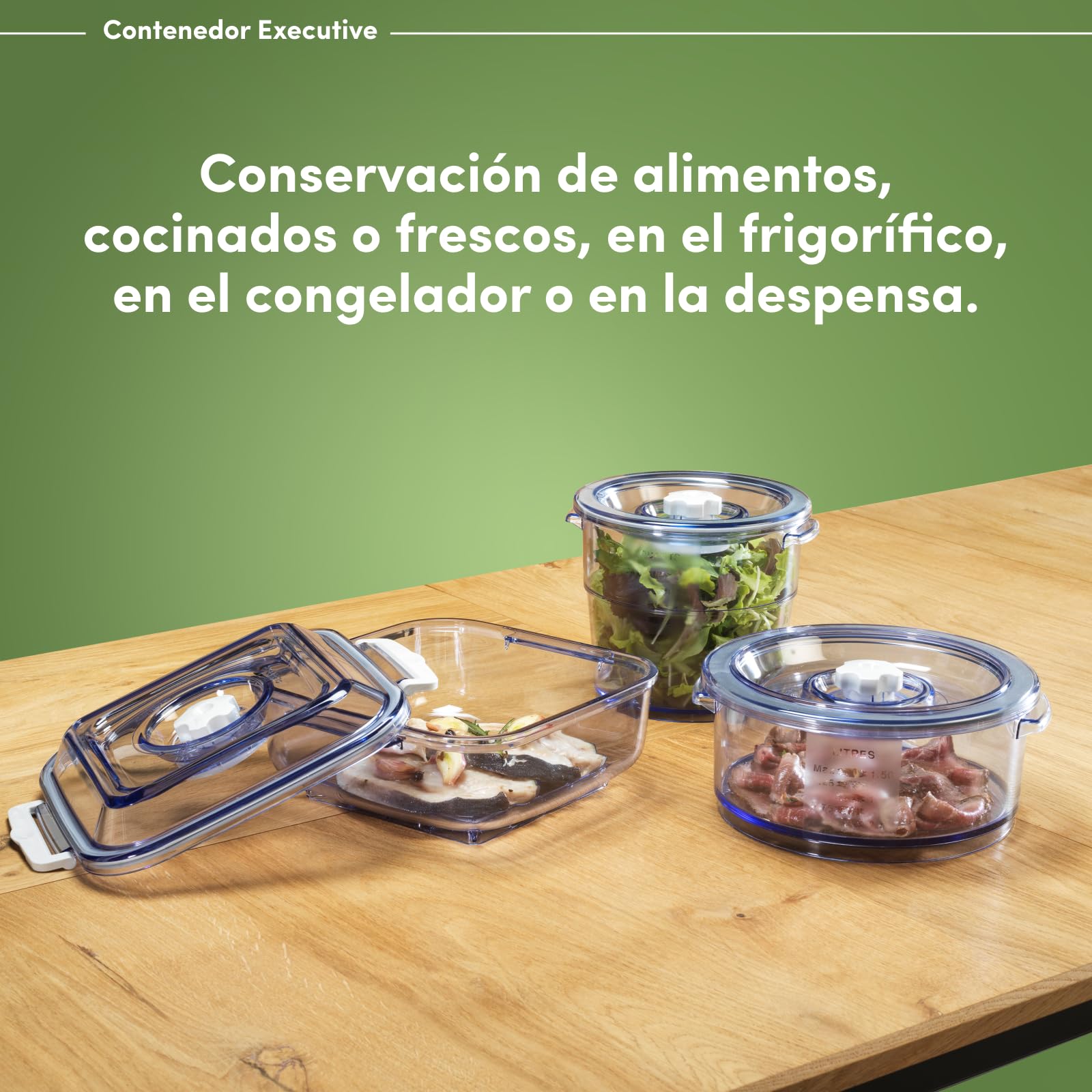 Magic Vac Executive, Recipiente Hermético con Tapa al Vacío para Conservación de Alimentos, Cocción al Vacío y Marinado, Apto para Lavavajillas, Capacidad 4L, Libre de BPA, Made in Italy