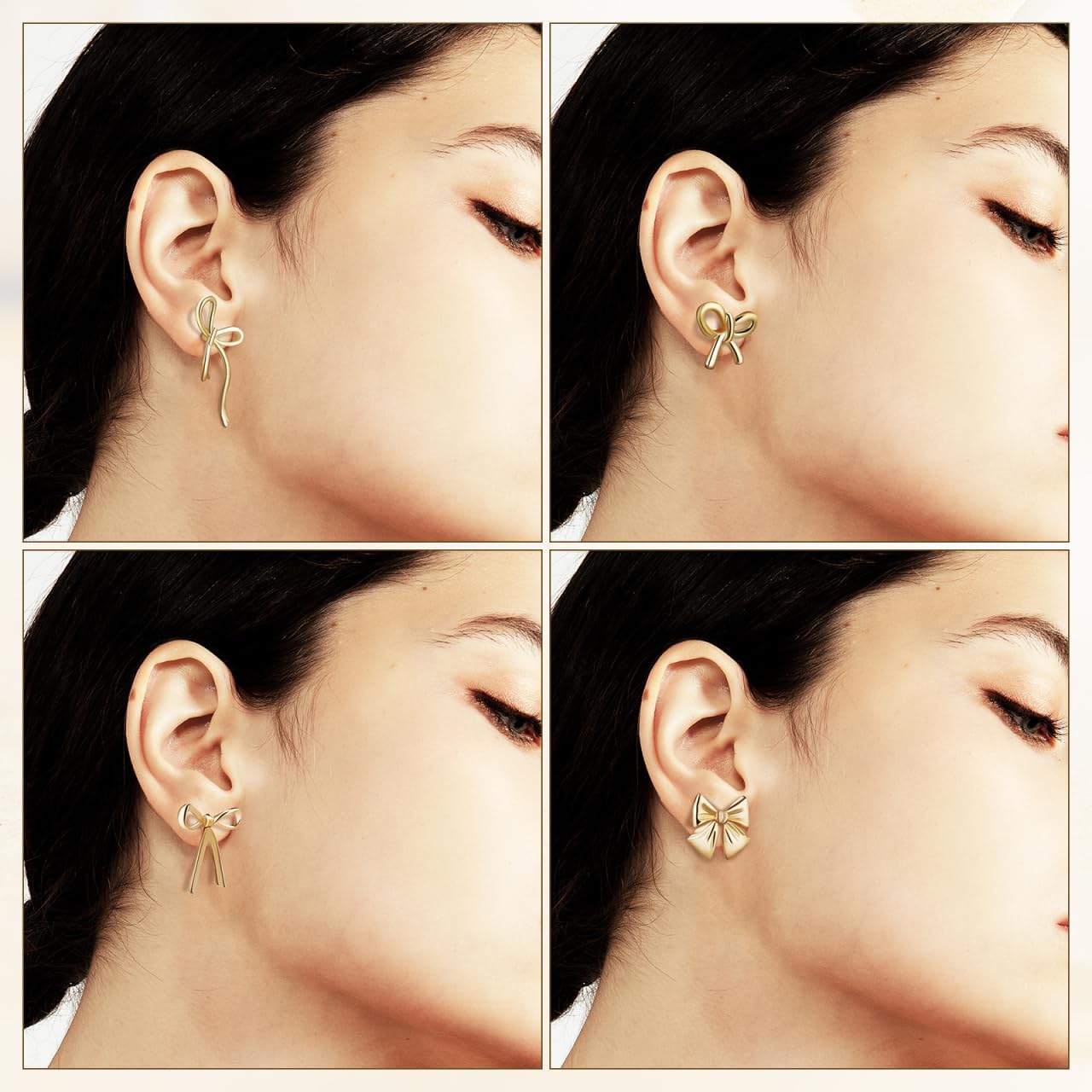 SAFIGLE Gold Bow Earrings for Women 1.18 Inch Dainty 18K Gold Plated Studs and Drop Earrings Set Elegant Accessories for Wedding Party and Daily Wear - Image 8