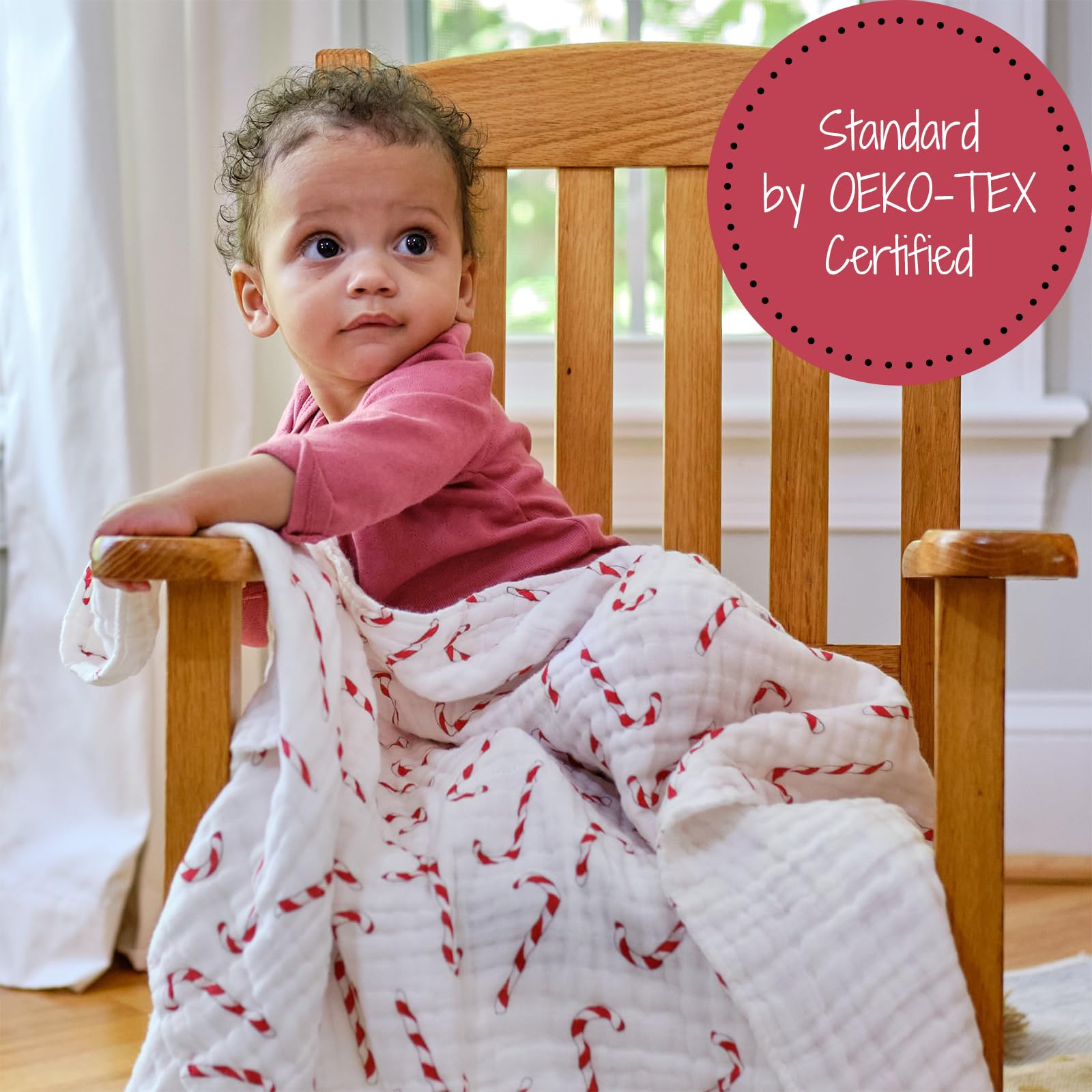 LollyBanks - Colcha de muselina de algodón 100% para niños, niñas o mujeres neutra para recibir vacaciones | 6 capas suaves, transpirables y ligeras