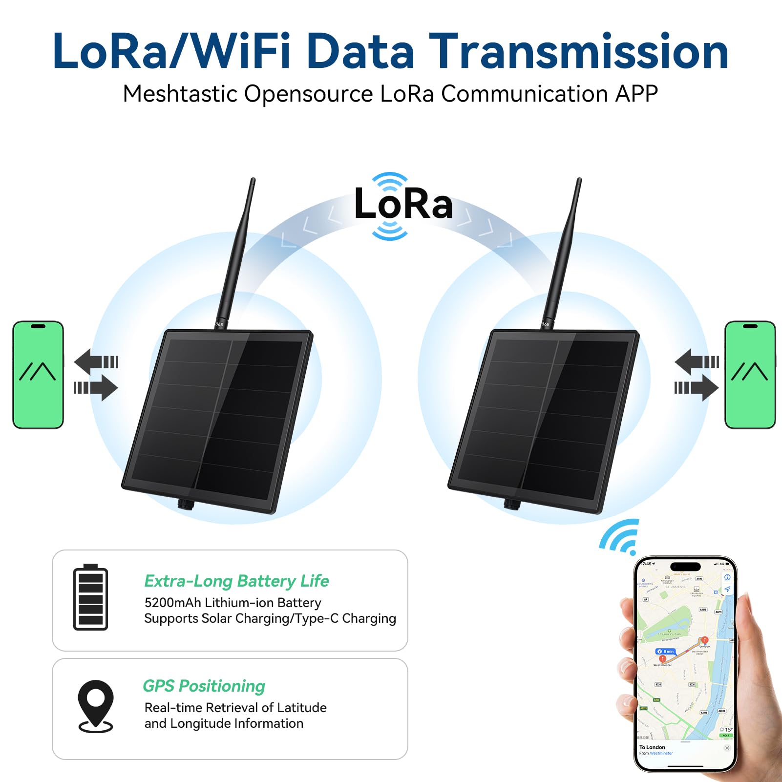 Kit solar para placa de desarrollo ESP32 LoRa V4 con antena LoRa de 868 MHz y módulo GNSS L76 K, carcasa solar impermeable de 5 W para exteriores Meshtastic