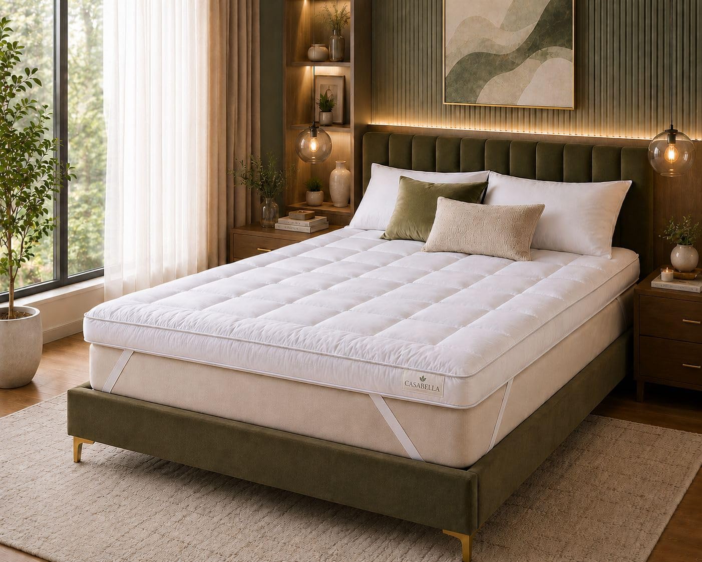 Casabella Single Mattress Topper 4 Inch (10 cm) Thick Super Soft Hypoallergenic Breathable Box Stitched with Elasticized Corner Strap 90x190+10cm