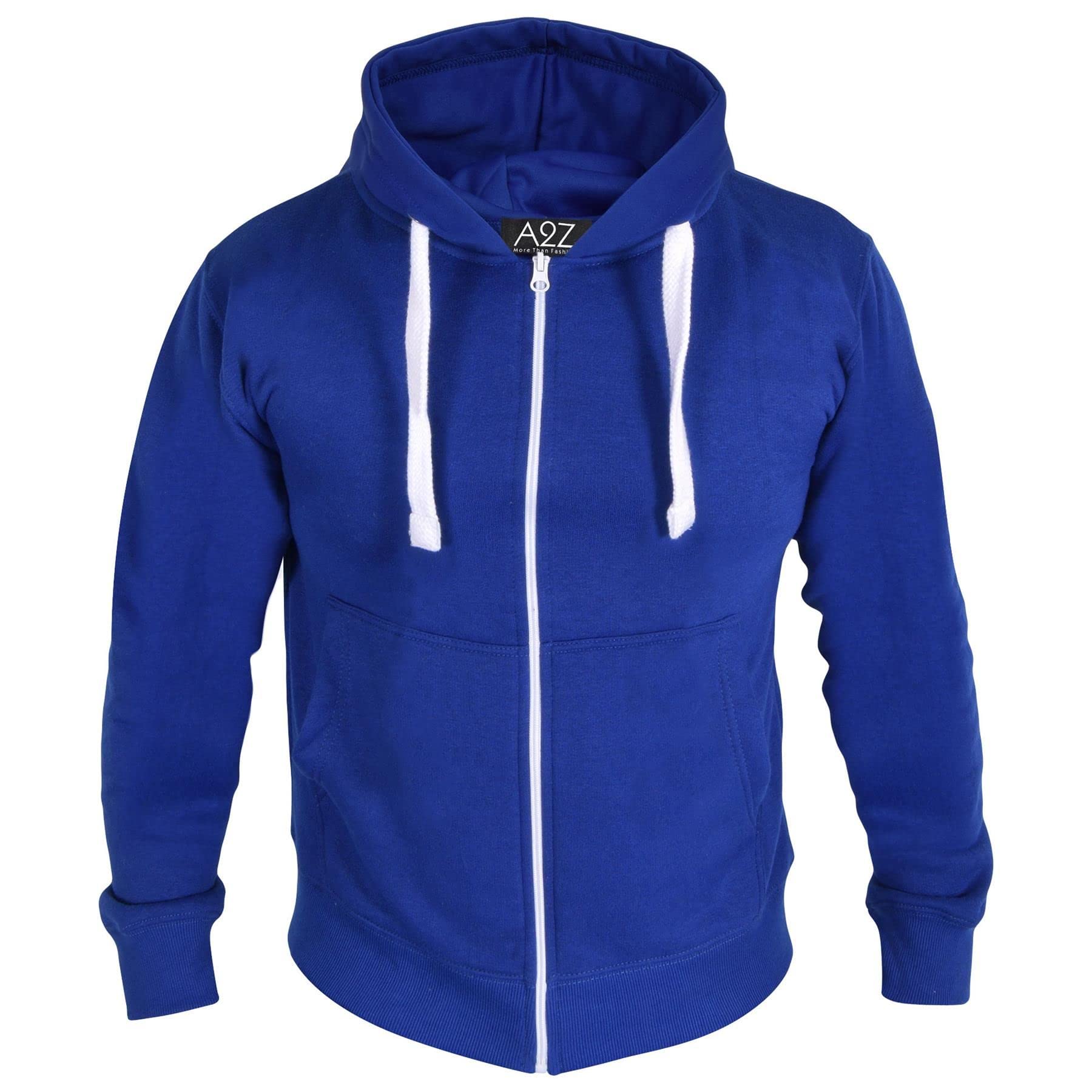 A2Z Męskie runo Zwykły błyskawiczne Bluza Zakapturzony bezpieczeństwo - Zipper Royal XXL