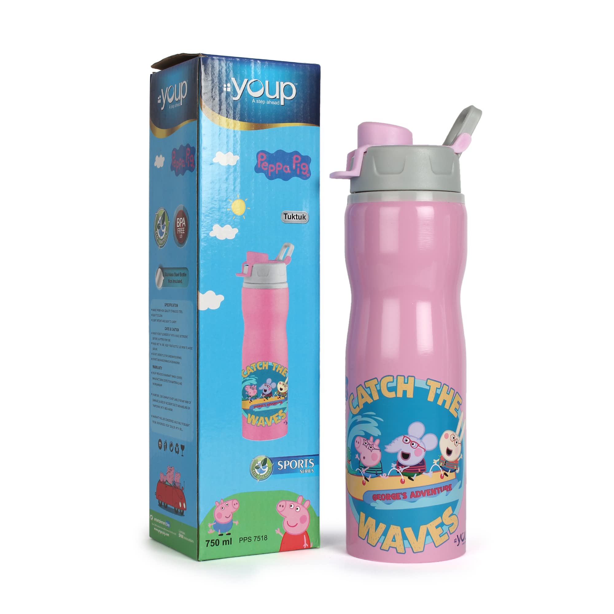 Youp Stainless Steel Pink Color Peppa Pig Kids Water Bottle TUKTUK - 750 ml (B0BC5YNQLN) Amazon Price History, Amazon Price Tracker