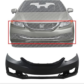 AUTOS PARTS PLUS Front Bumper Cover Primed Direct Replacement Compatible With 2013-2015 Honda Civic Sedan HO1000290 04711TR3A50ZZ