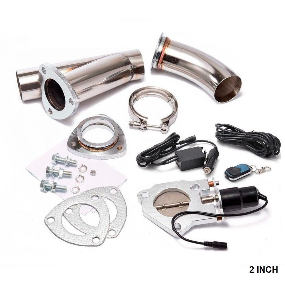 EPMAN 2 Inch Exhaust Cutout Electric Dump Y-Pipe Catback Cat Back Turbo Bypass Steel