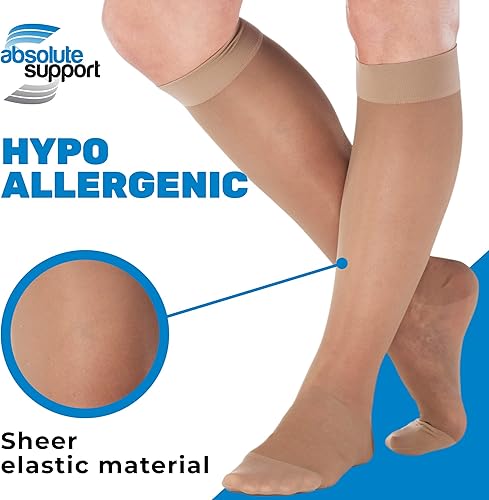 Miniatura 10 de (3 pares, punta cerrada) Medias de compresión de talla grande para mujer, de 15-20 mmHg, de compresión traslúcidas para mujer, hasta la rodilla