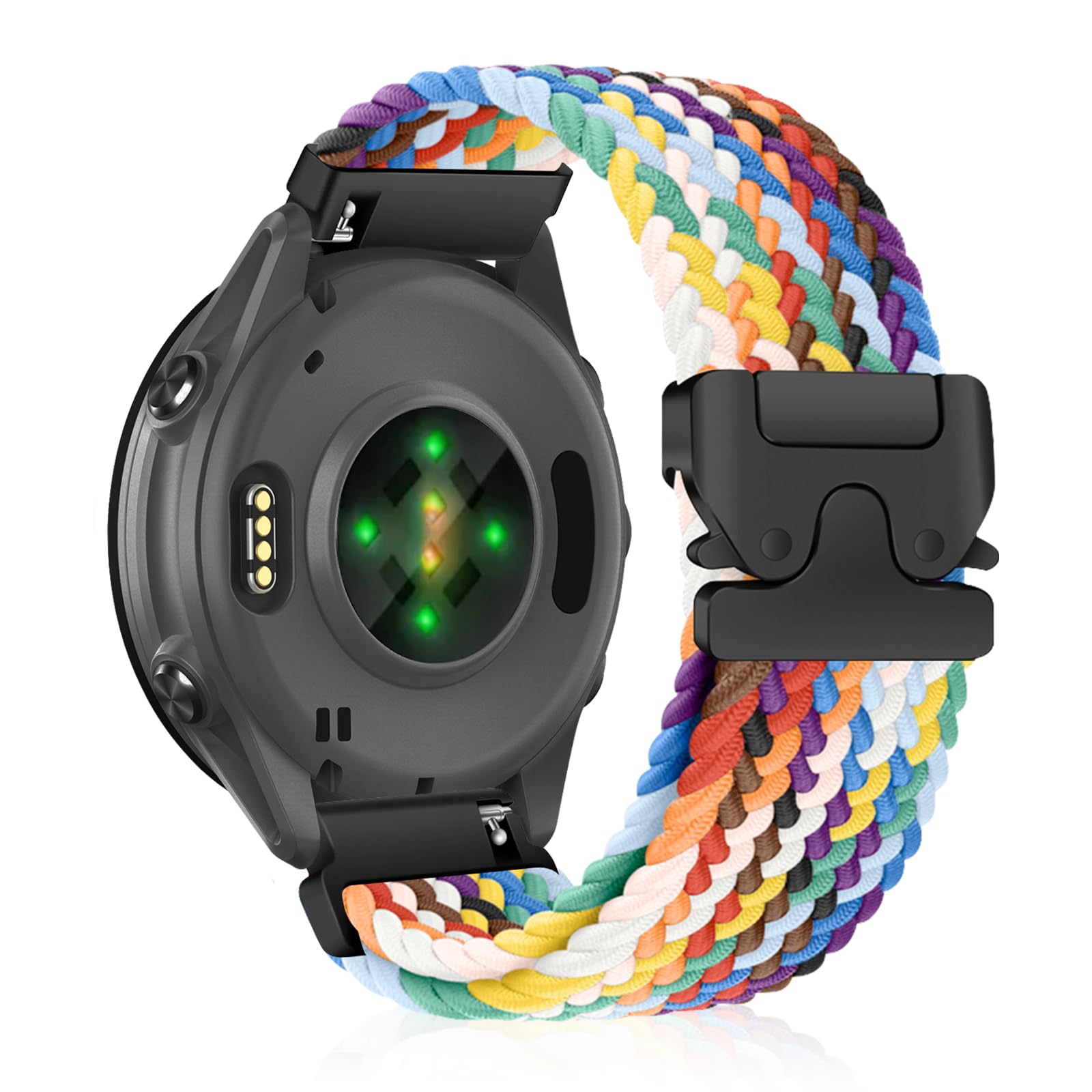 CiimWaa 20mm Geflochtenes Armband für Garmin Forerunner 570 42mm/Garmin Vivoactive 6/5/Approach S50/S44, Elastisch Weich Sport Nylon Armbänder für garmin Forerunner 165/165 Music