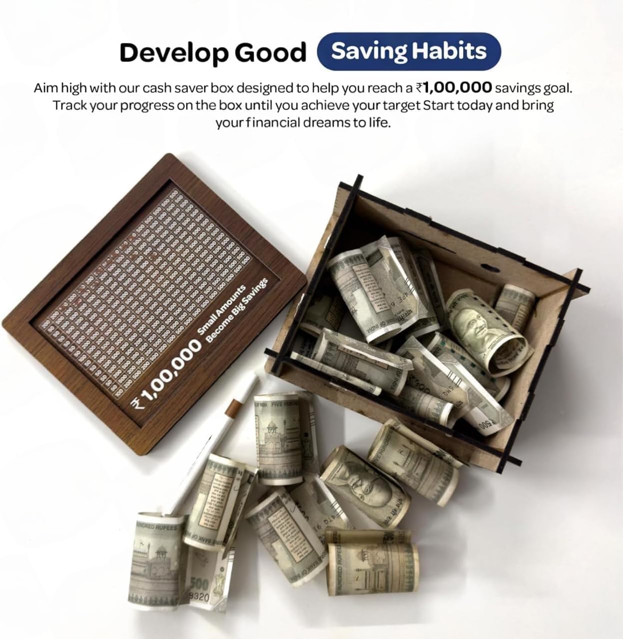 Wooden Money/Piggy Bank, Money Box, Coin Box with Carved Design for Kids/Children, Savings Challenge Box, Cashbox,Cash Vault Wooden Savings Box,Wooden Coin Piggy Bank Rambler (Wooden)