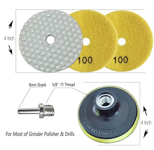 Miniatura 7 de Almohadillas de pulido de diamante seco grano 50 Plus grano 100 para eliminar rasguños pesados para granito mármol piedras de cuarzo azulejos de