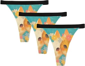 Vintage Cute Cats seamless thong underwear No Show V-waisted underwear for women tangas para mujer 3 pack S