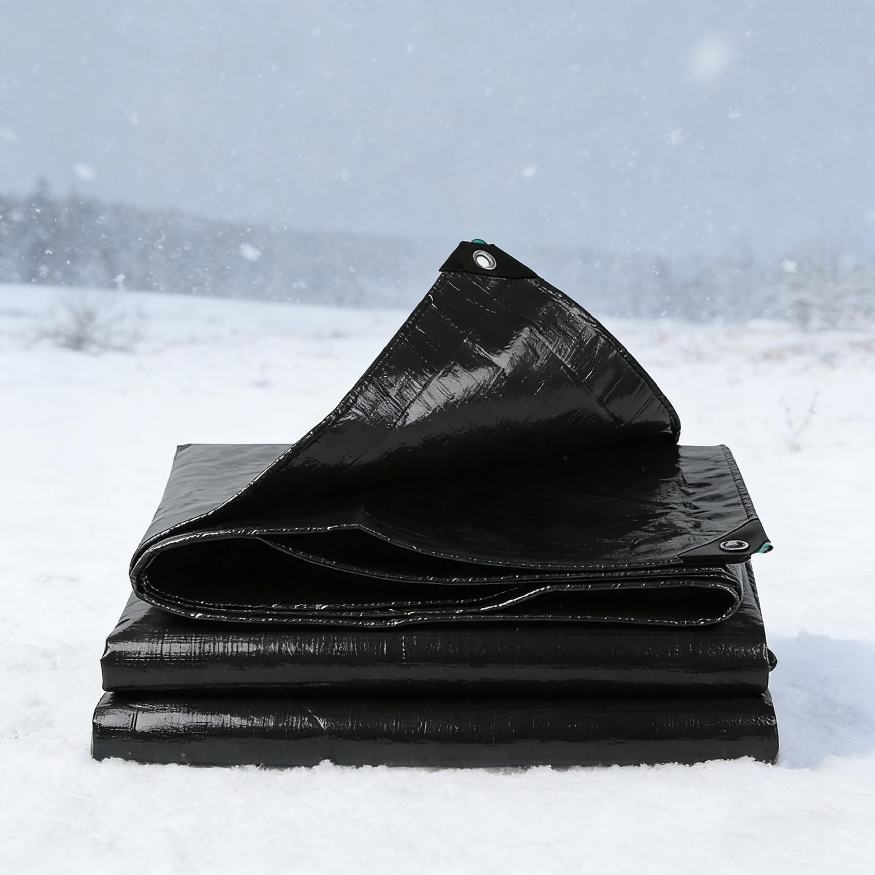 Lona de protección 160 x 310 cm impermeable en color negro con ojales para exterior