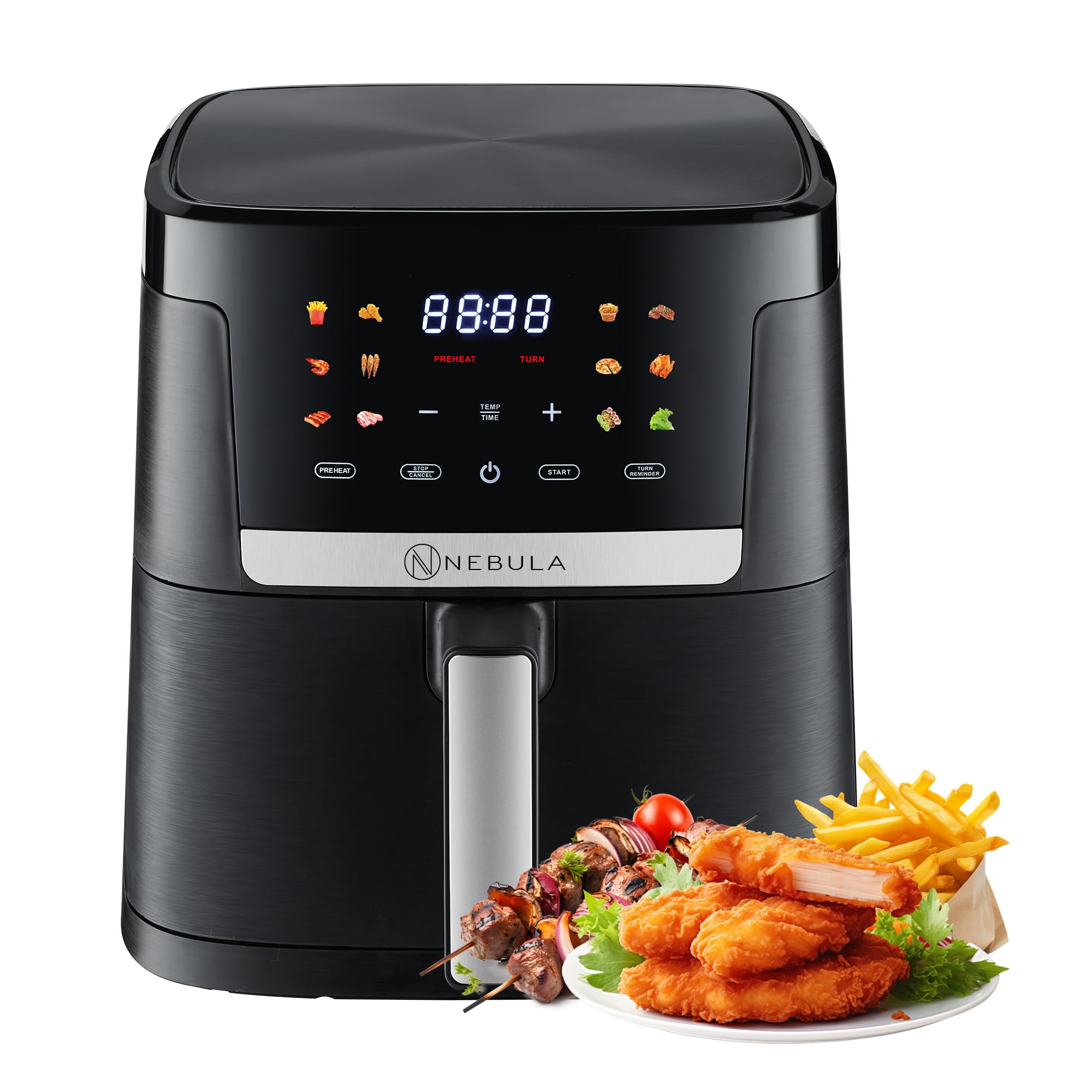 7 Litre Single Air Fryer | Easy Clean, Touch Control, 1800W, Max Temp 200°C | Air Fryer Oven with Kitchen Timer for 1 Person | Oil-Free Airfryer | Black