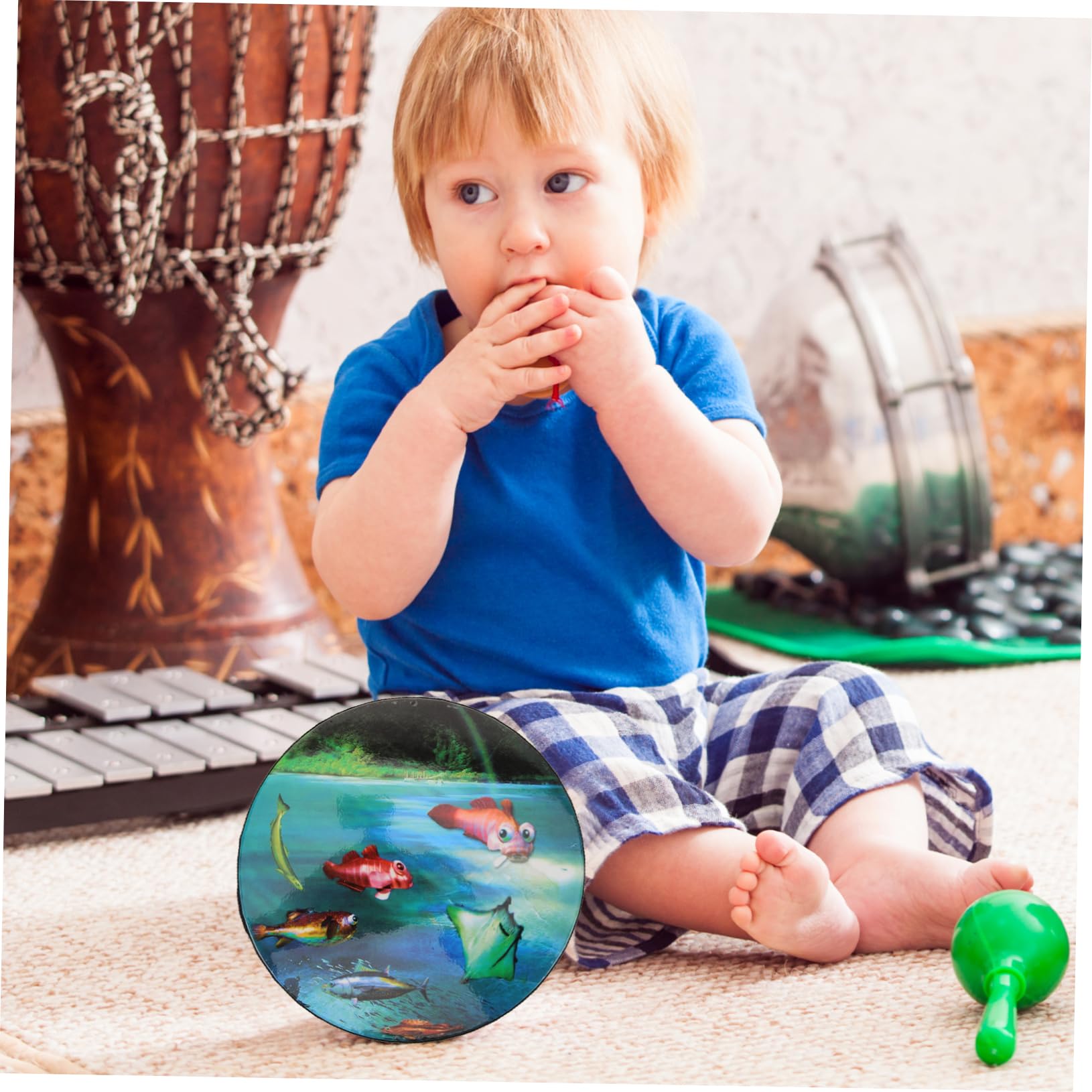 UPKOCH Ocean Drum Musical Instrument for Kids Relaxing Wave Sound Educational Percussion Toy for Toddlers and Children