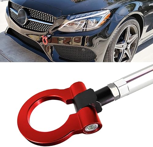 Miniatura 4 de Xotic Tech Sport Track Racing Style CNC - Gancho de remolque atornillado de aluminio compatible con Mercedes-Benz C E S M GLA GLK (Neo cromado)