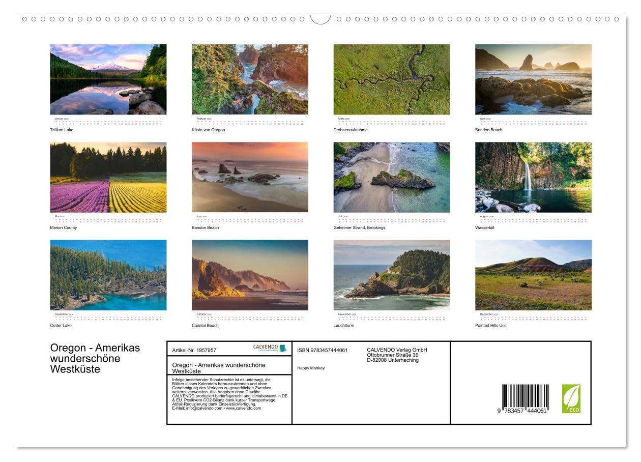 Oregon - Amerikas wunderschöne Westküste (hochwertiger Premium Wandkalender 2026 DIN A2 quer), Kunstdruck in Hochglanz: Natur Pur im Westen Amerikas. (CALVENDO Orte)