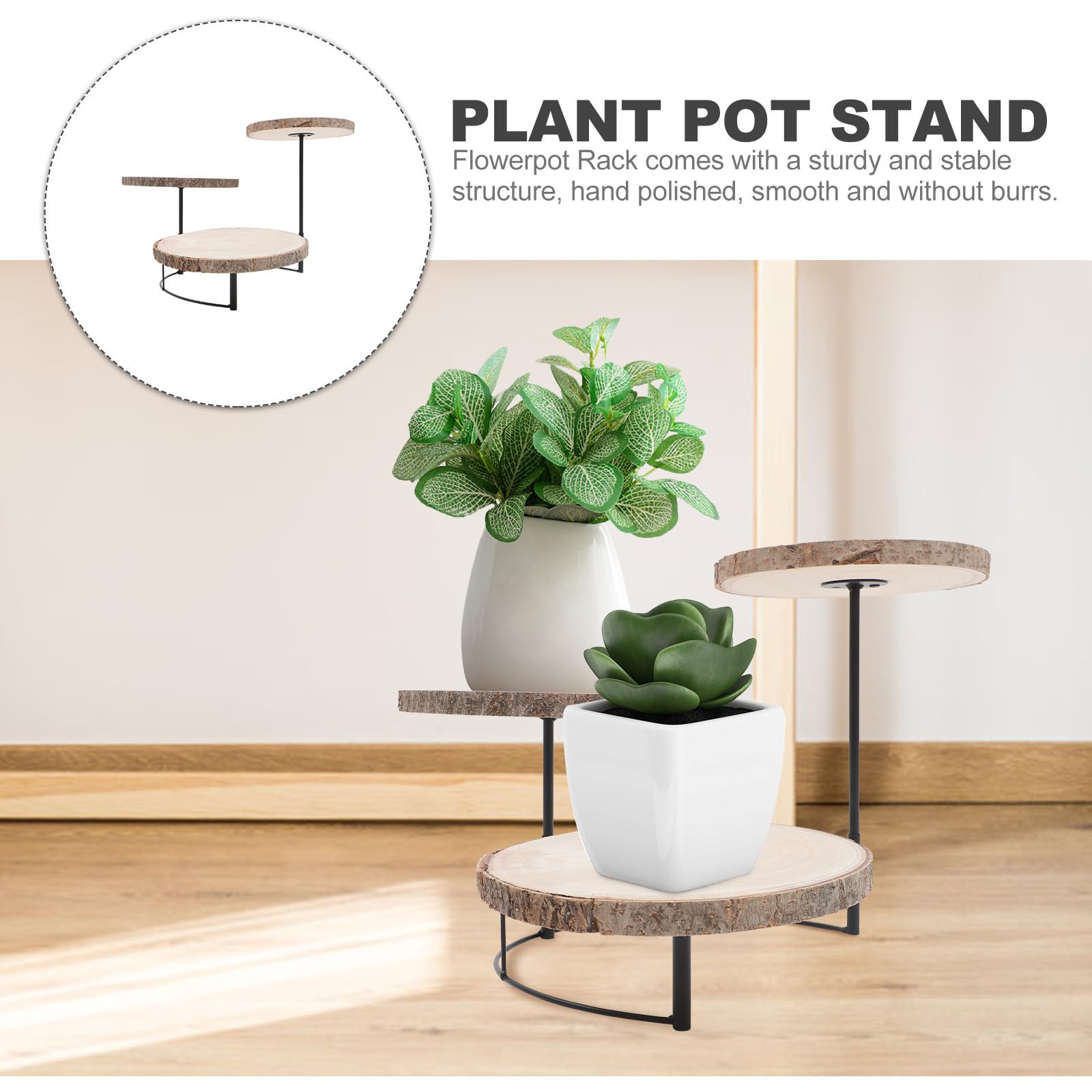 VICASKY Portapiante Verticale in Ferro e Legno per Vasi, Marrone