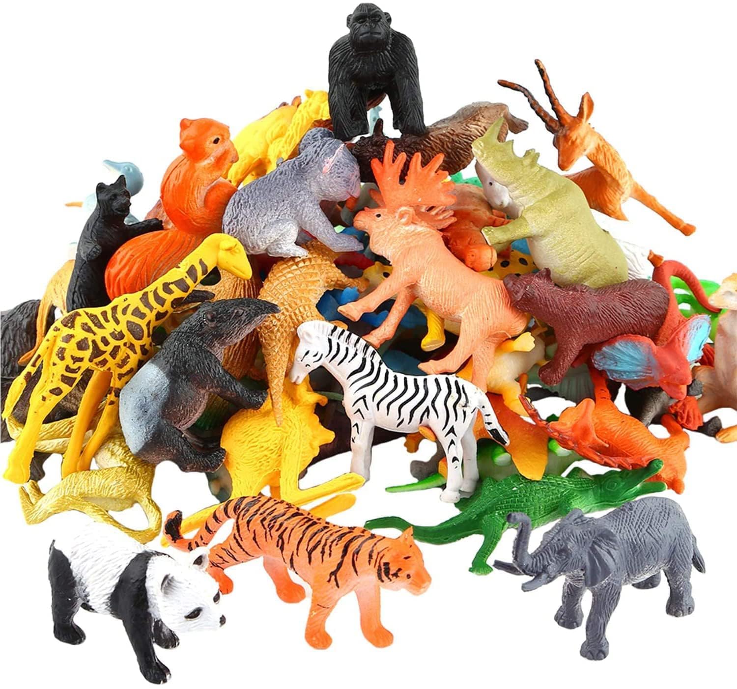 Maissine Enfant Figurines Animaux, 33 Pièces Animaux Forêt Ferme Jouets Complet Monde Animal