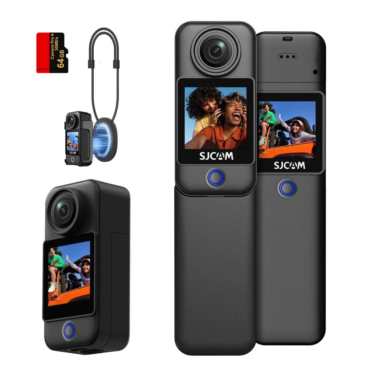 SJCAM C300 Vlog Camera,Action Cam 4K con Stabilizzazione 6-Assi,7Ore di Autonomia,Doppio Schermo Touch, Impermeabile 30M, Grandangolo 154° Microfono Integrato e Scheda 64GB Inclusa(Nero)